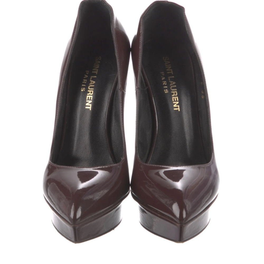 Saint Laurent Brown Patent Leather Janis High Heel Pumps Women's Size: 5 | IT 35 - Picture 3 of 5